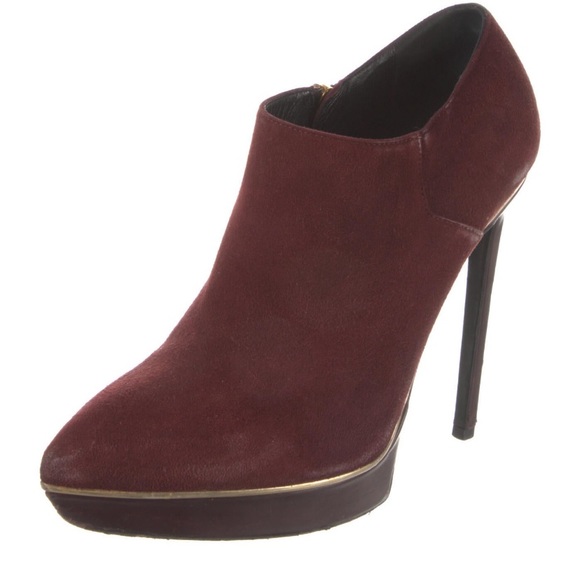 SAINT LAURENT Burgundy Suede Ankle Boots SZ 9 🔥🔥🔥 - Picture 4 of 5
